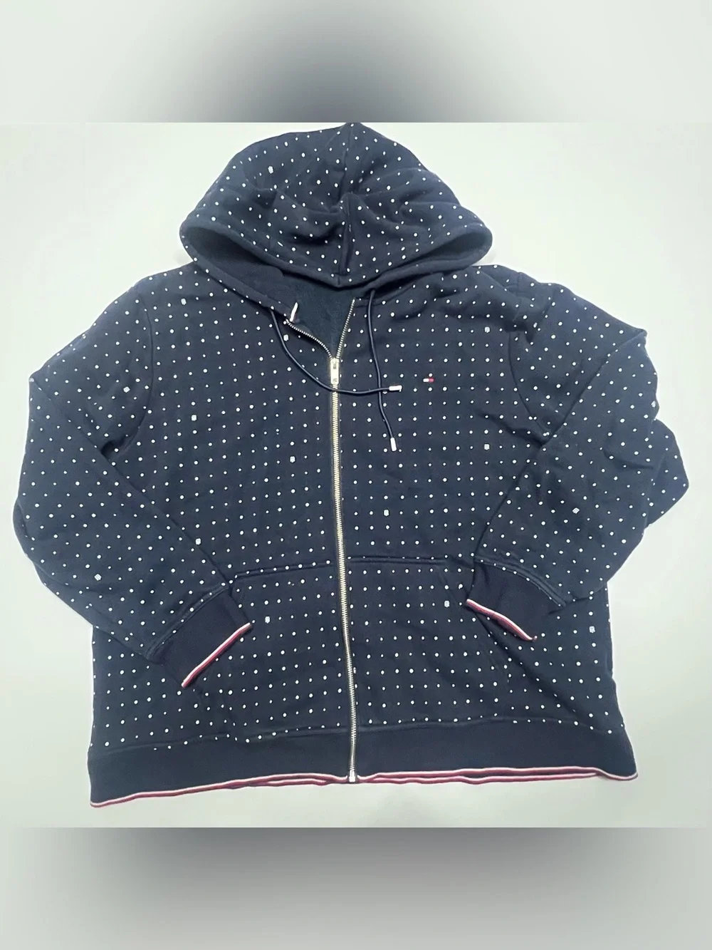 Tommy Hilfiger Navy Polka Dot Full Zip Hoodie Jacket XXL